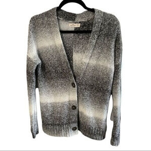 Hollister‎ Chunky Knit Sweater Cardigan Size XS Ombré Grey/White